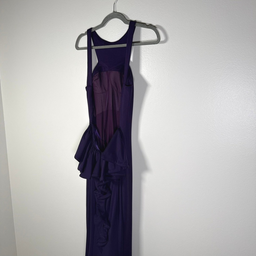 Jovani Gown Women 4 Purple Open Back Halter Neck Formal Dress Style 37592 - Picture 9 of 16